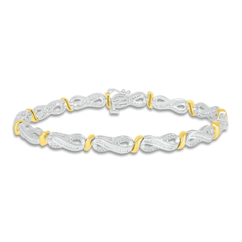 Main Image 1 of Diamond Bracelet 1 ct tw Round/Baguette 10K Two-Tone Gold