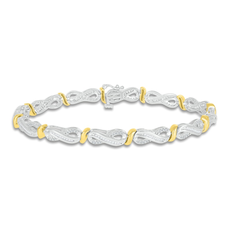 Diamond Bracelet 1 ct tw Round/Baguette 10K Two-Tone Gold