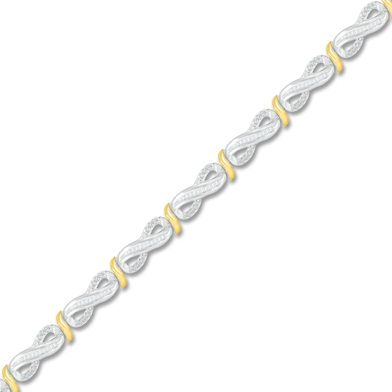 Diamond Bracelet 1 ct tw Round/Baguette 10K Two-Tone Gold