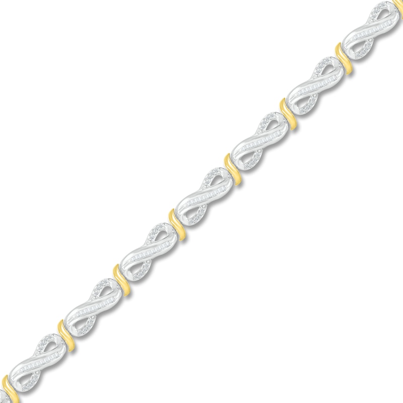 Main Image 2 of Diamond Bracelet 1 ct tw Round/Baguette 10K Two-Tone Gold