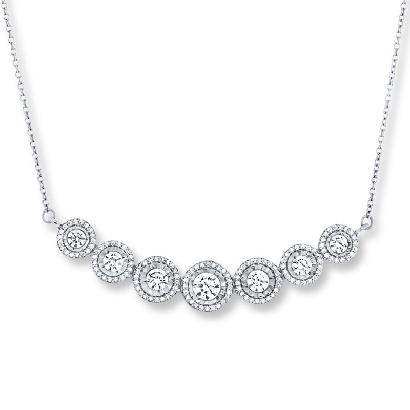 Main Image 1 of Diamond Necklace 1 ct tw Round 14K White Gold
