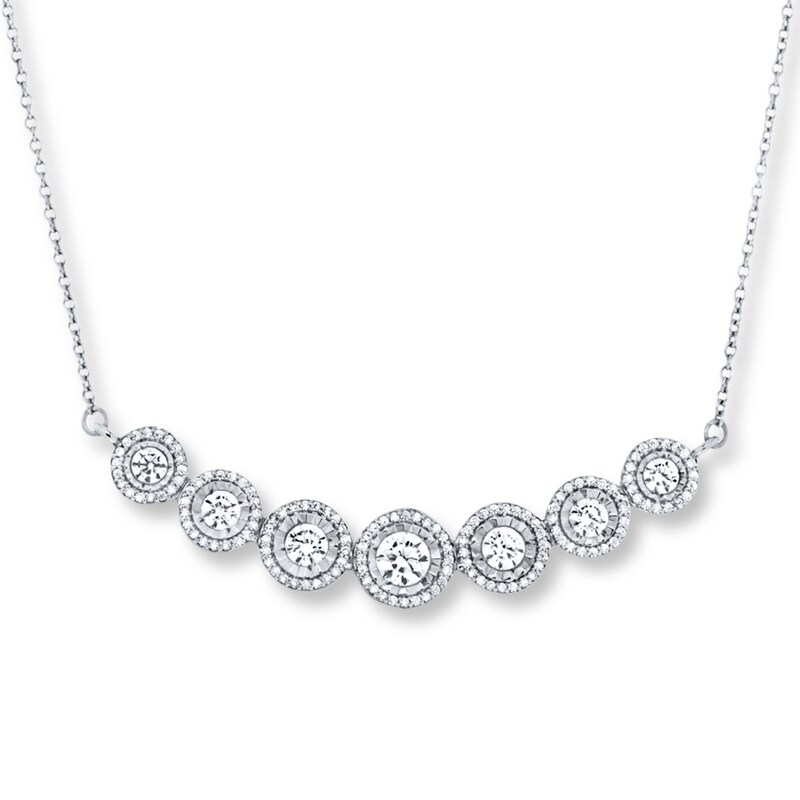 Diamond Necklace 1 ct tw Round 14K White Gold