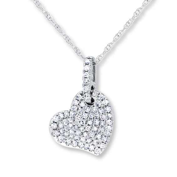 Diamond Heart Necklace 14 ct tw Round 10K White Gold