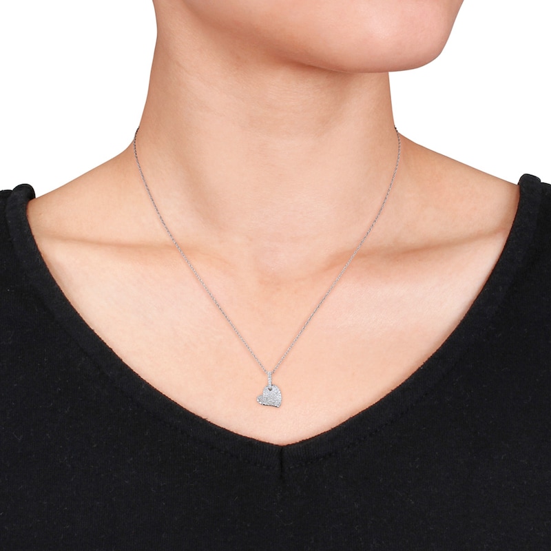 Main Image 2 of Diamond Heart Necklace 1/4 ct tw Round 10K White Gold