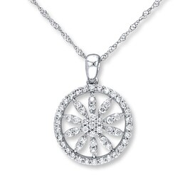 Diamond Floral Necklace 1/2 ct tw Round-cut 14K White Gold