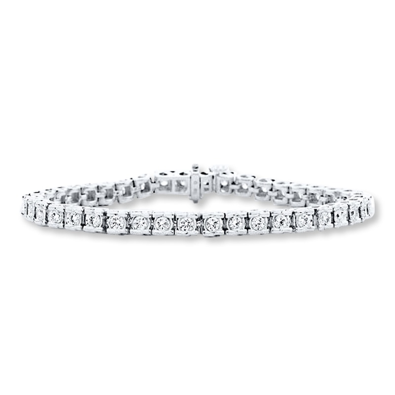 Main Image 1 of Diamond Tennis Bracelet 2 ct tw Round 14K White Gold 7"
