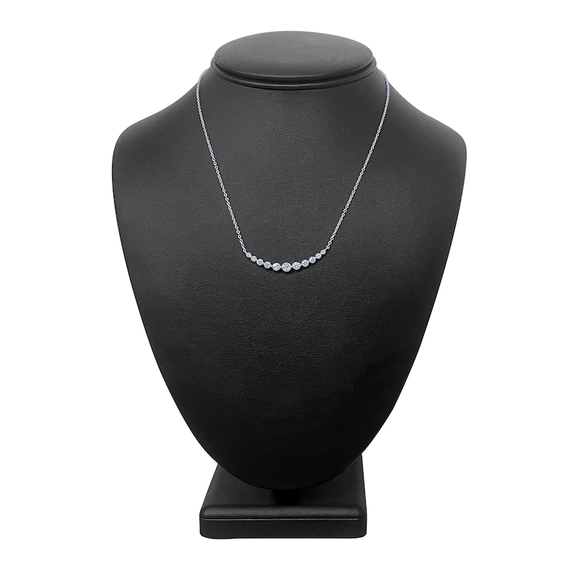 Main Image 4 of Curved Bar Necklace 1 ct tw Diamonds 14K White Gold
