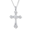 Thumbnail Image 1 of Diamond Cross Necklace 3/4 ct tw Round 14K White Gold