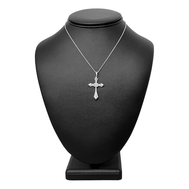 Main Image 3 of Diamond Cross Necklace 3/4 ct tw Round 14K White Gold