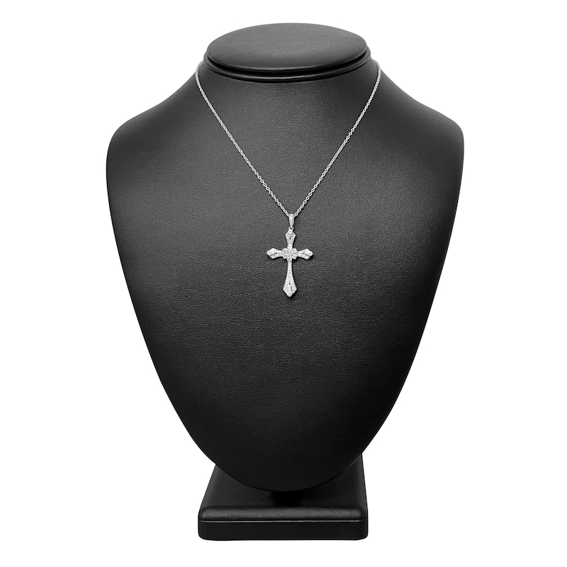 Diamond Cross Necklace 3/4 ct tw Round 14K White Gold