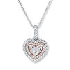 Thumbnail Image 0 of Diamond Heart Necklace 1/4 ct tw Round 10K Two-Tone Gold