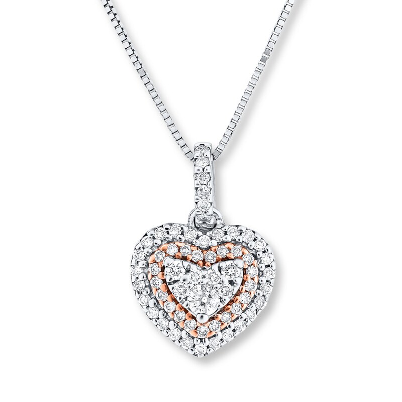 Diamond Heart Necklace 1/4 ct tw Round 10K Two-Tone Gold