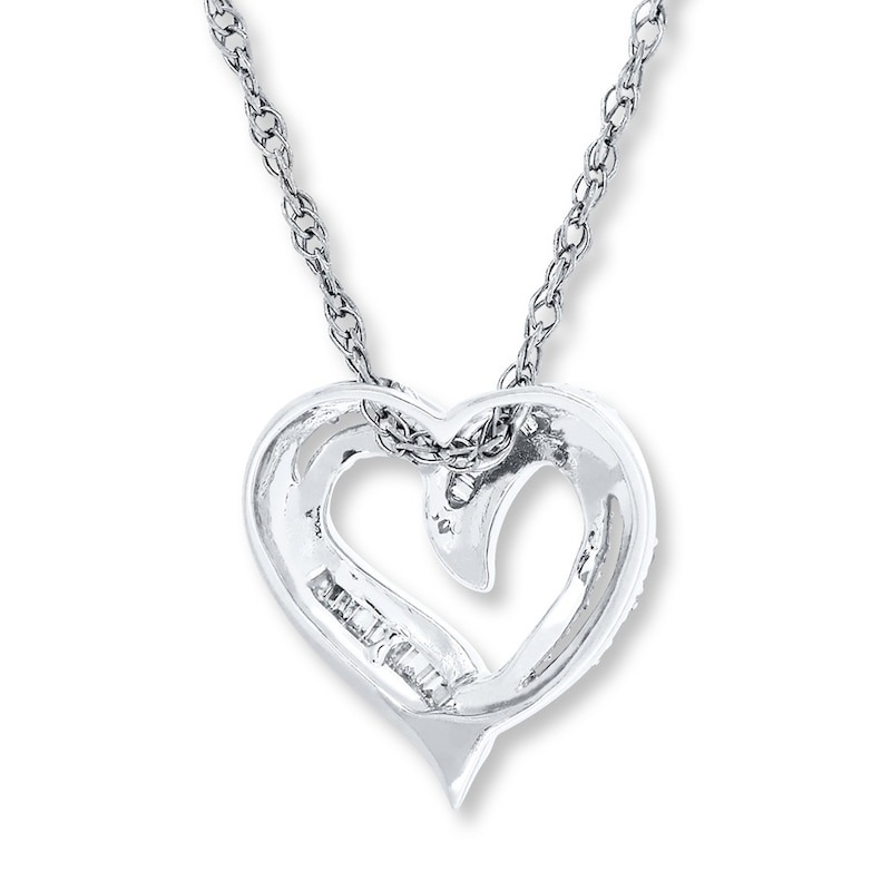 Main Image 4 of Diamond Heart Necklace 1/4 ct tw Round 10K White Gold