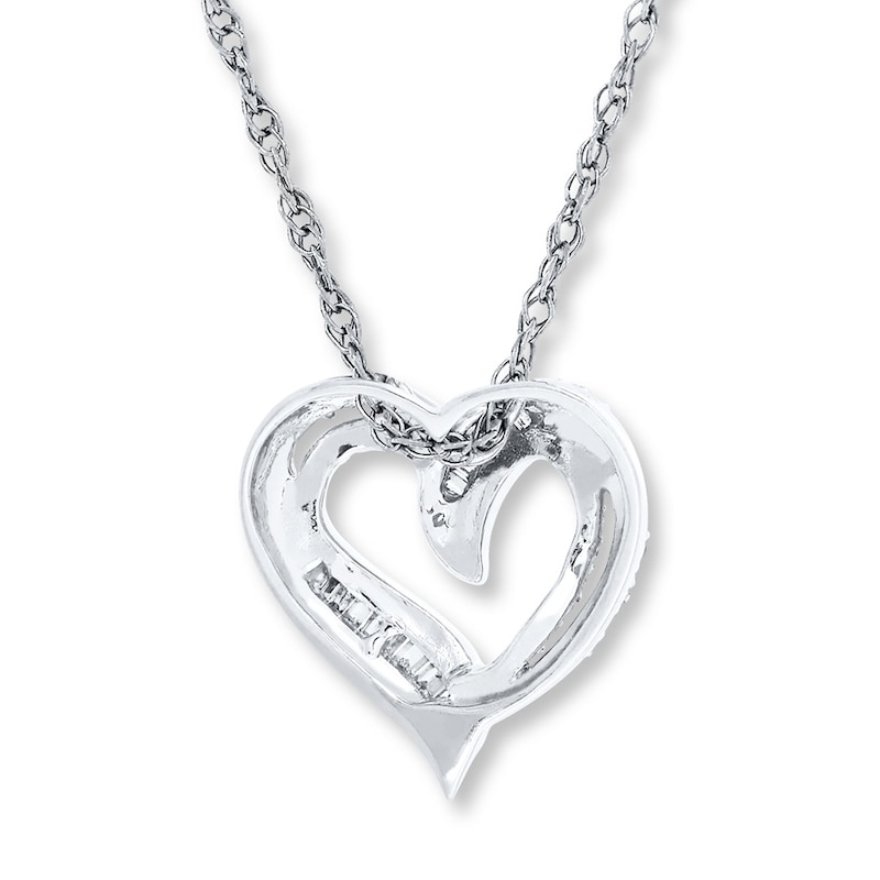 Diamond Heart Necklace 1/4 ct tw Round 10K White Gold