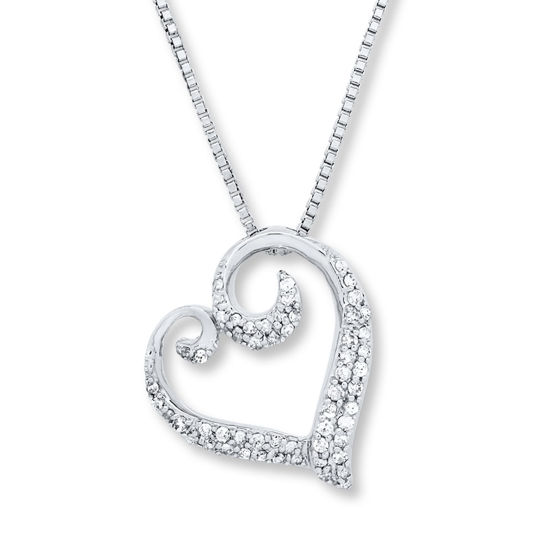 Diamond Heart Necklace 1/5 ct tw Round Sterling Silver