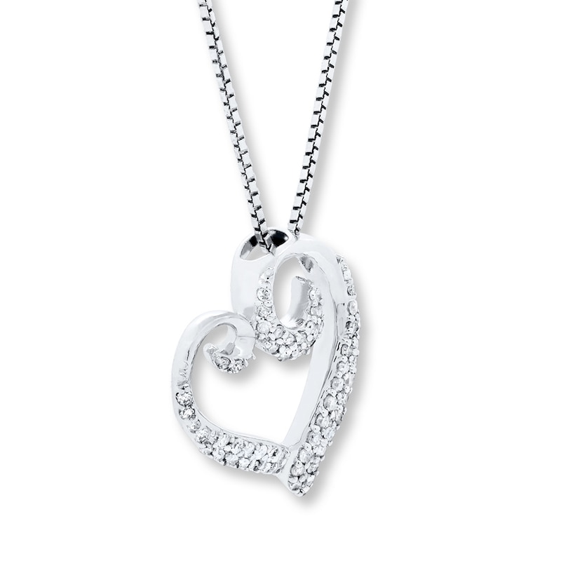 Main Image 3 of Diamond Heart Necklace 1/5 ct tw Round Sterling Silver