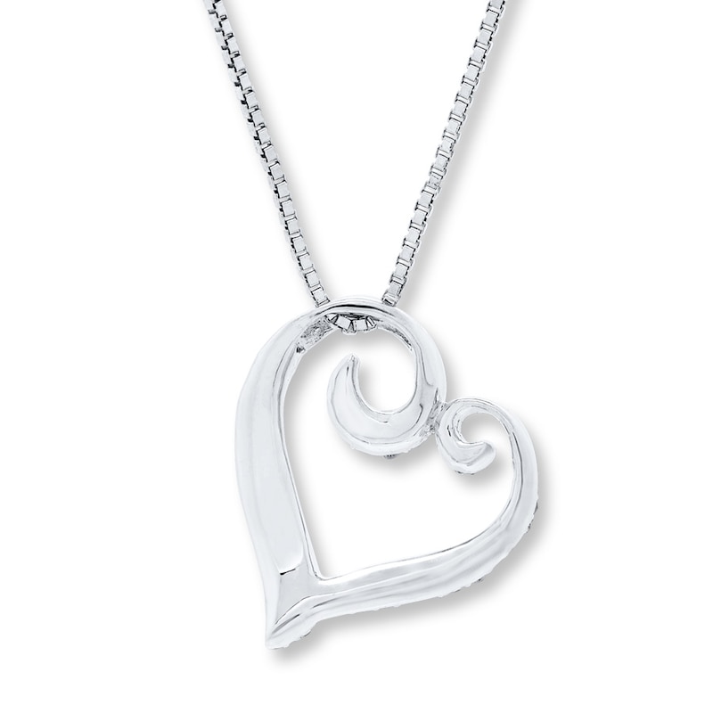 Diamond Heart Necklace 1/5 ct tw Round Sterling Silver
