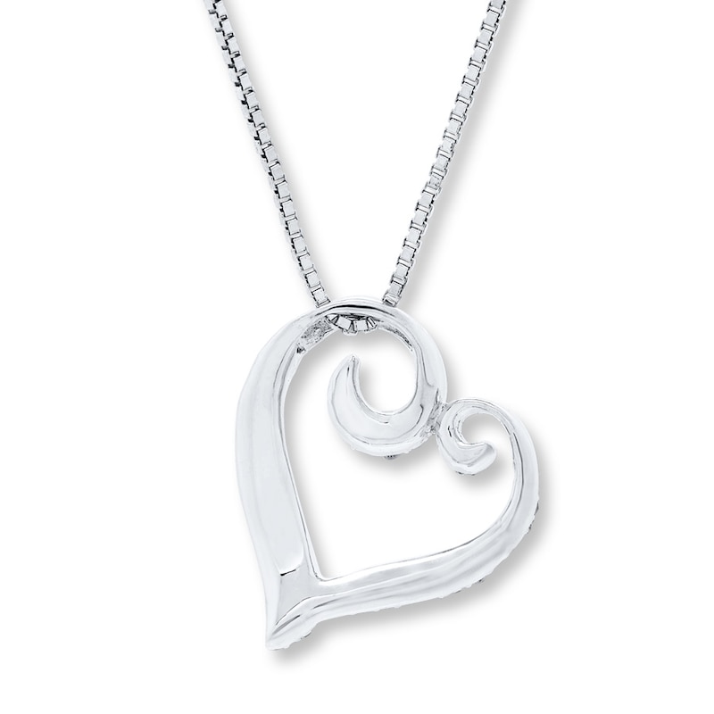 Main Image 4 of Diamond Heart Necklace 1/5 ct tw Round Sterling Silver