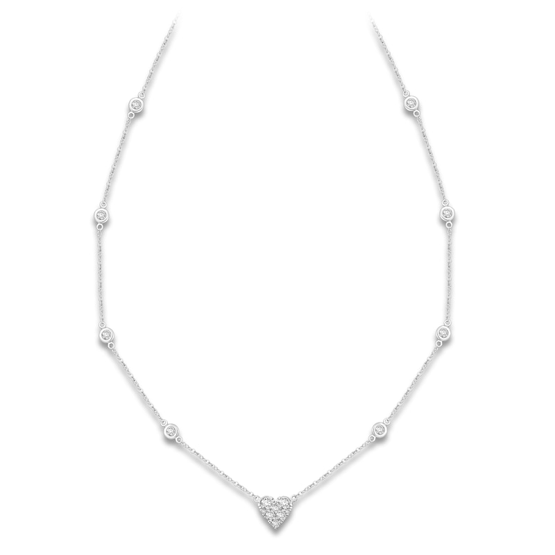 Main Image 2 of Heart Necklace 1-1/4 ct tw Diamonds 14K White Gold