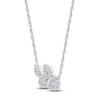 Thumbnail Image 2 of Diamond Leaf Necklace 1/5 ct tw Round 10K White Gold