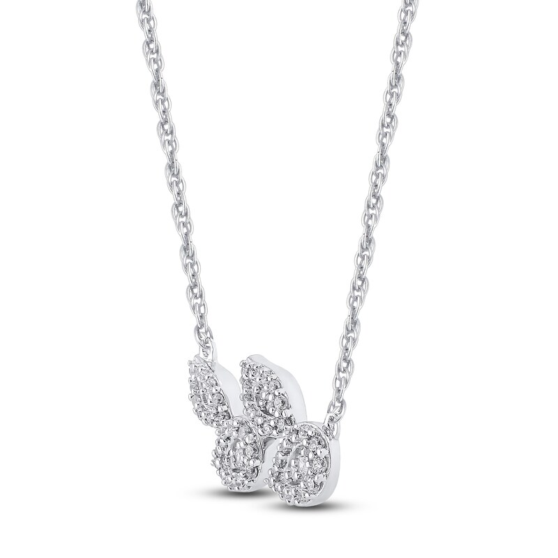 Diamond Leaf Necklace 1/5 ct tw Round 10K White Gold