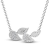 Thumbnail Image 4 of Diamond Leaf Necklace 1/5 ct tw Round 10K White Gold