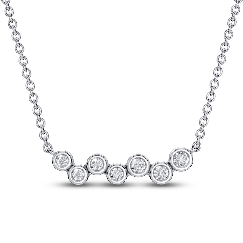 Diamond Wave Necklace 1/4 ct tw Round 10K White Gold