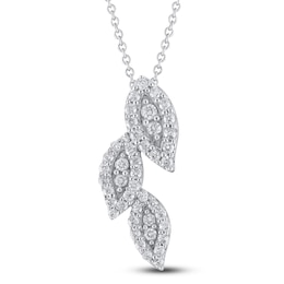 Leaf Trio Necklace 1/5 ct tw Diamonds 10K White Gold