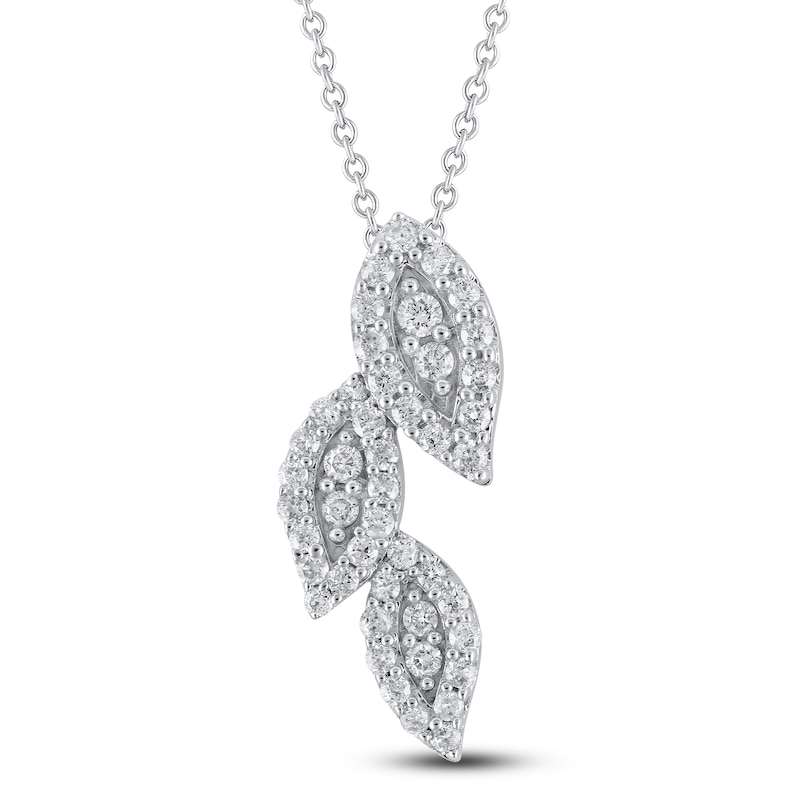 Leaf Trio Necklace 1/5 ct tw Diamonds 10K White Gold