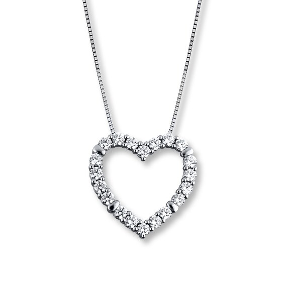 Diamond Heart Necklace 2 Ct Tw Round Cut 14k White Gold Jared