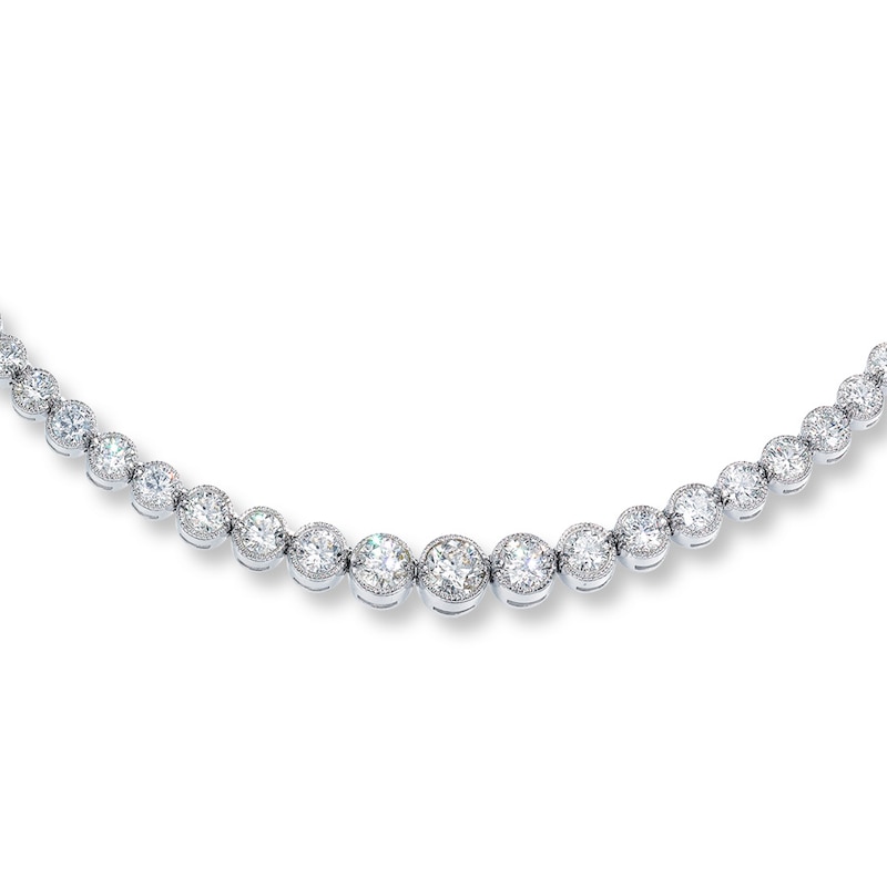 Diamond Tennis Necklace 15 ct tw Round 14K White Gold 16"