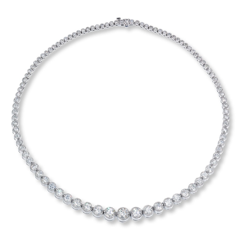 Main Image 2 of Diamond Tennis Necklace 15 ct tw Round 14K White Gold 16"