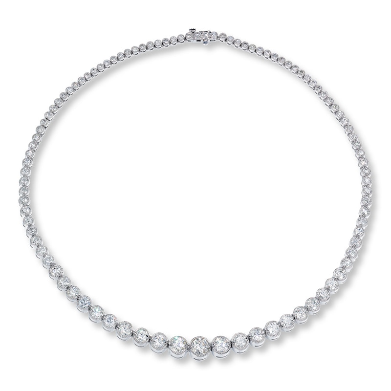 Diamond Tennis Necklace 15 ct tw Round 14K White Gold 16"