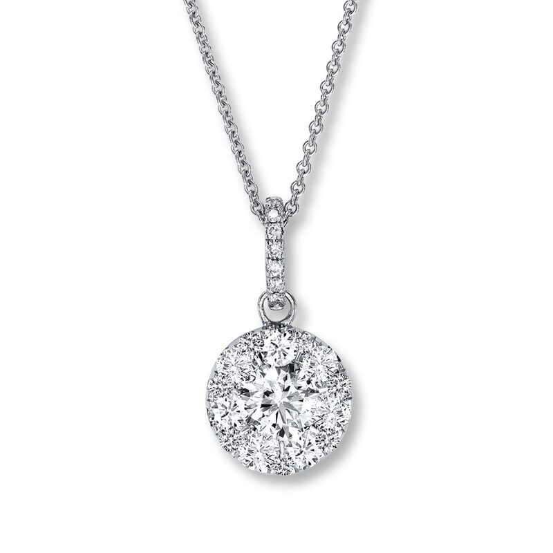 Diamond Necklace 1-1/2 ct tw Round 14K White Gold