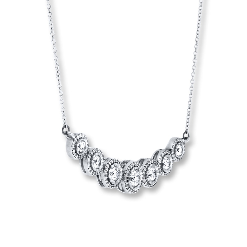 Diamond Necklace 1 ct tw Round-cut 14K White Gold