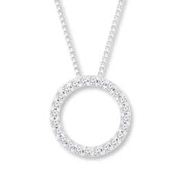 Diamond Circle Necklace 1 ct tw Round-cut 14K White Gold