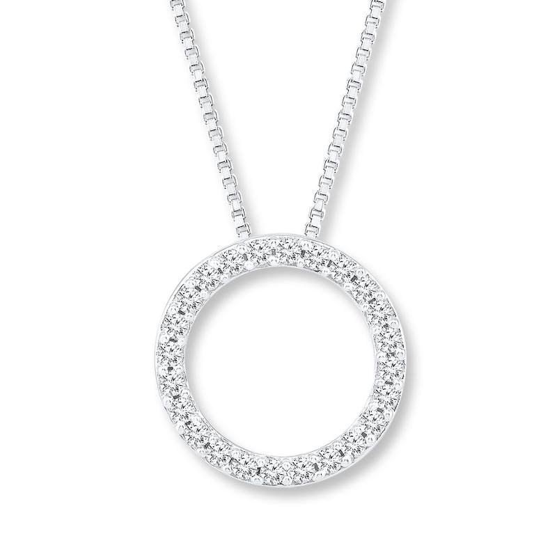 Round Diamond Necklace, White Gold