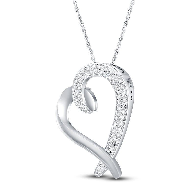 Diamond Heart Necklace 1/4 ct tw Round 10K White Gold