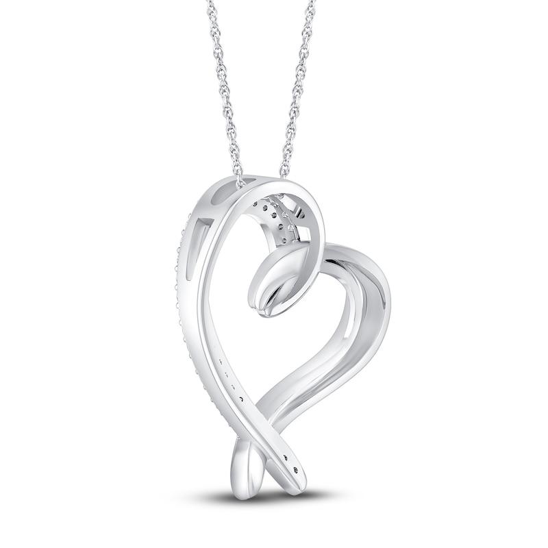 Main Image 4 of Diamond Heart Necklace 1/4 ct tw Round 10K White Gold