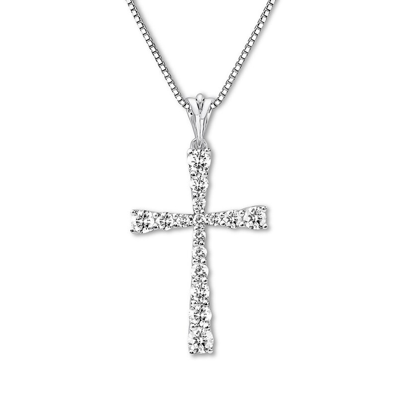 GENUINE DIAMOND CROSS PENDANT 14KT WHITE GOLD 1//8 CARAT