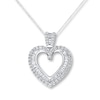 Thumbnail Image 1 of Diamond Heart Necklace 3/4 ct tw Round/Baguette 14K White Gold
