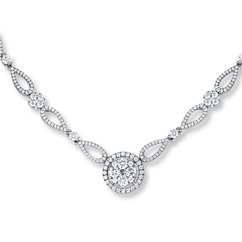 Main Image 1 of Diamond Necklace 3-1/2 ct tw Round 14K White Gold