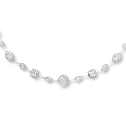 Diamond Necklace 3-3/4 ct tw Round-cut 14K White Gold