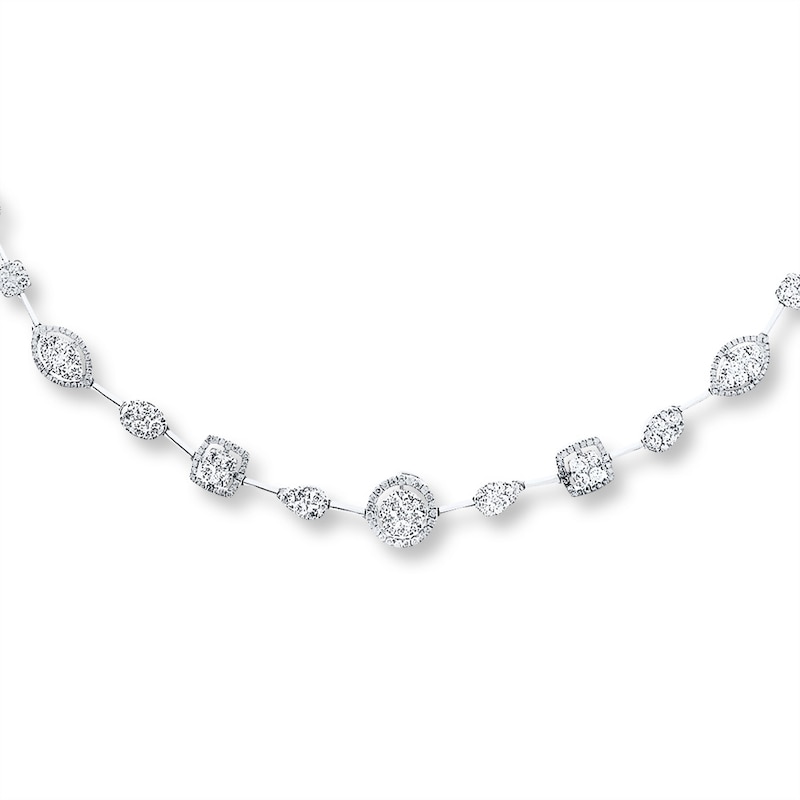 Diamond Necklace 3-3/4 ct tw Round 14K White Gold