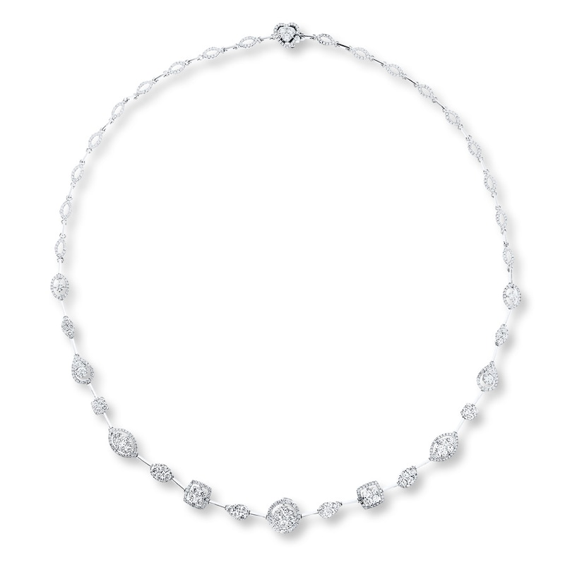 Diamond Necklace 3-3/4 ct tw Round 14K White Gold