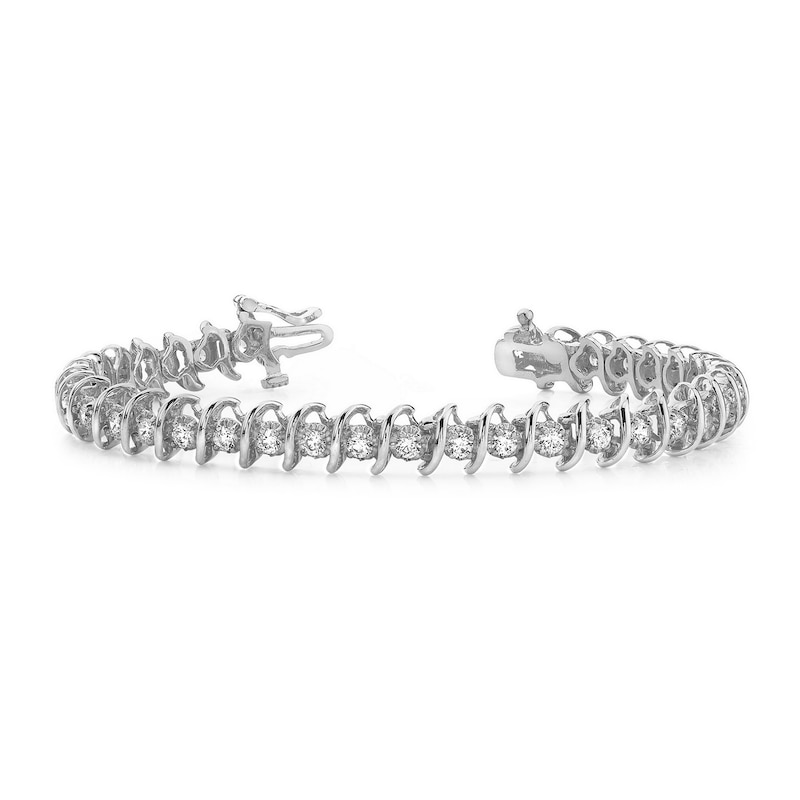 Main Image 1 of Diamond Tennis Bracelet 4 ct tw Round 14K White Gold