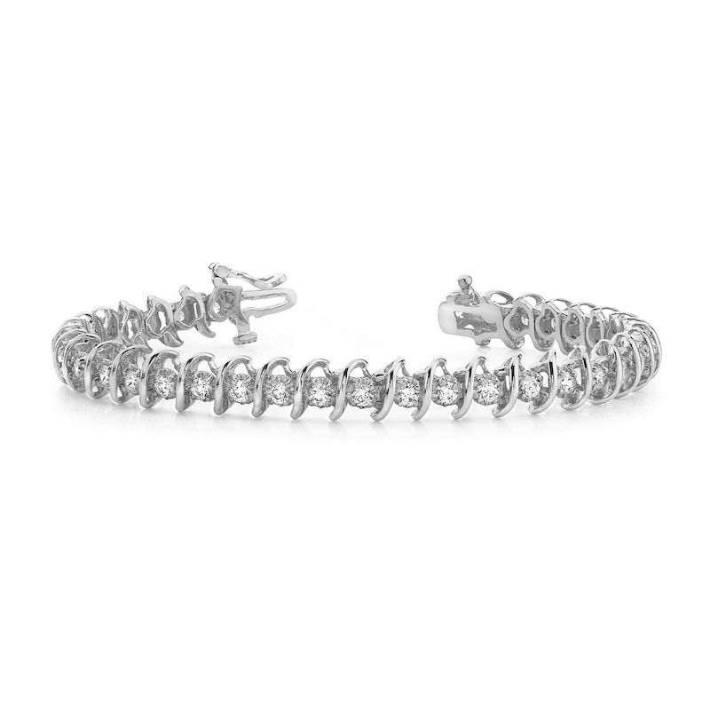 Main Image 1 of Diamond Tennis Bracelet 5 ct tw Round 14K White Gold