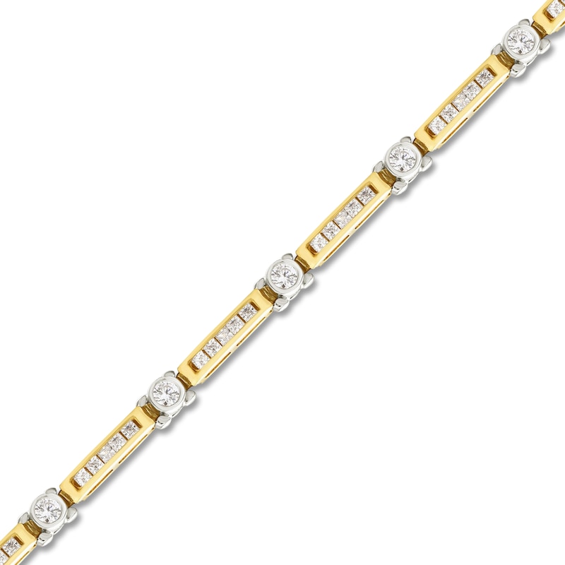 Diamond Bracelet 3 ct tw Princess/Round 14K Two-Tone Gold