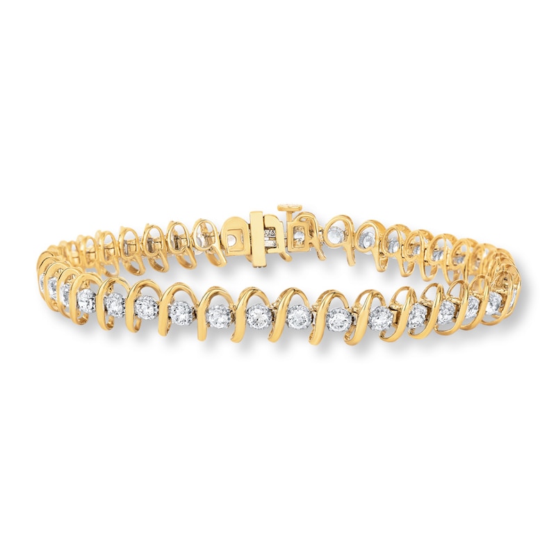 Main Image 1 of Diamond Tennis Bracelet 3 ct tw Round 14K Yellow Gold