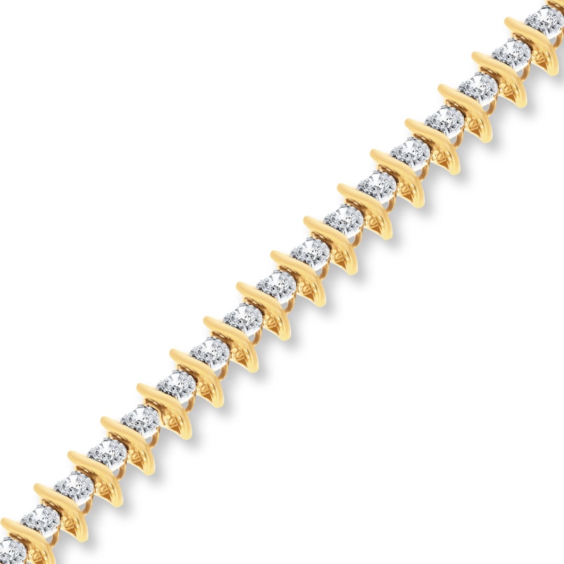 Diamond Bracelet 3 ct tw Round 14K Two-Tone Gold